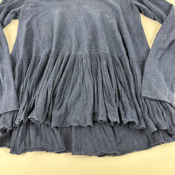 Max Studio Blouse Shirt Women Medium Blue Ruffled - Picture 4 of 10